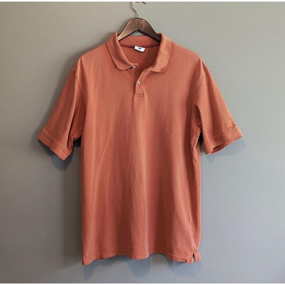 Columbia Mens Polo Shirt Large Orange 100% Cotton Short Sleeve Golf Hiking L